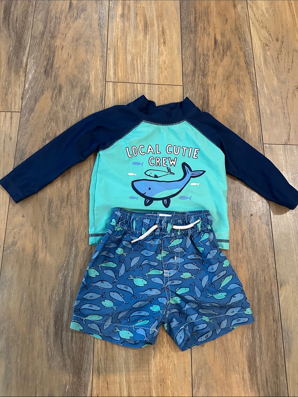 Carter's Navy & Teal Whale Rashguard Swim Set